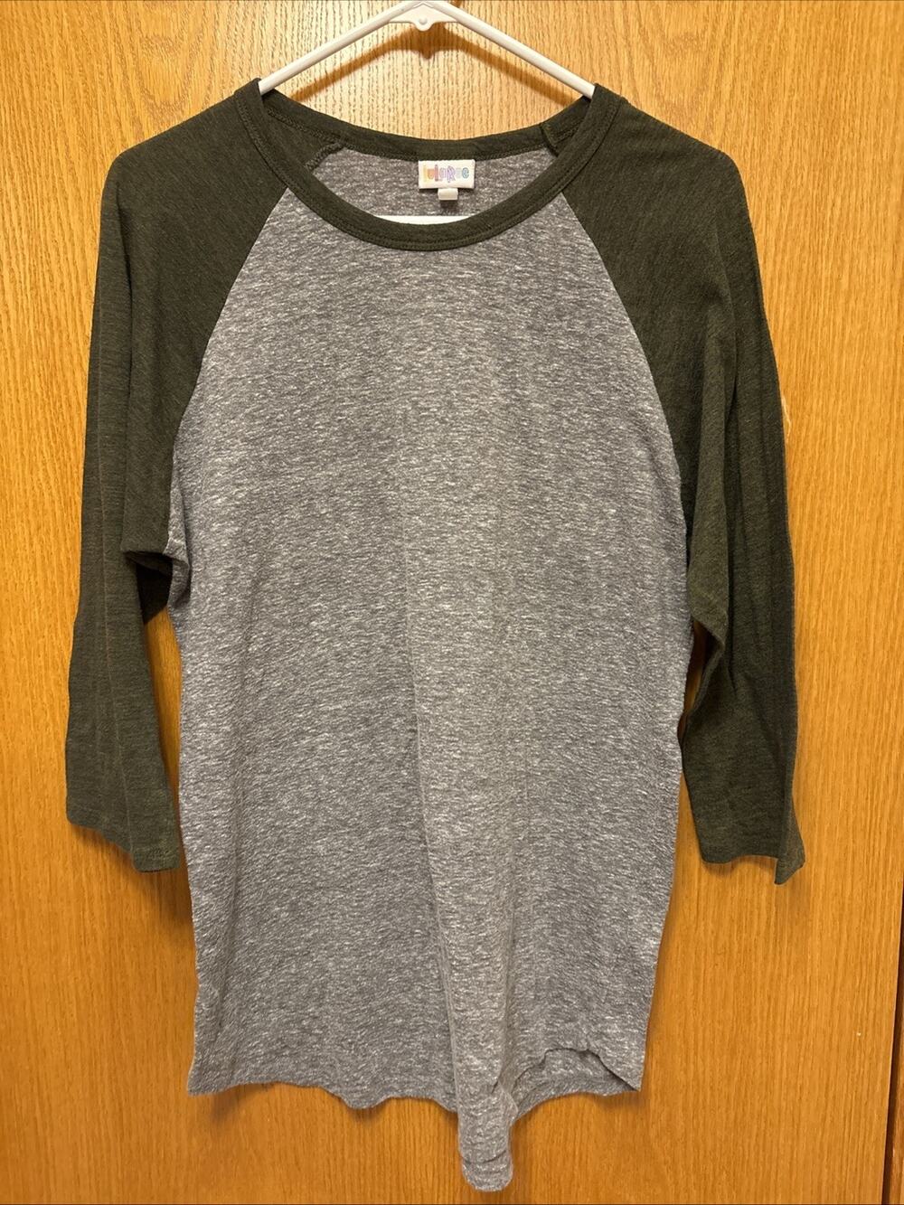 Lularoe Women’s Large Baseball T Randy Shirt Green And Gray